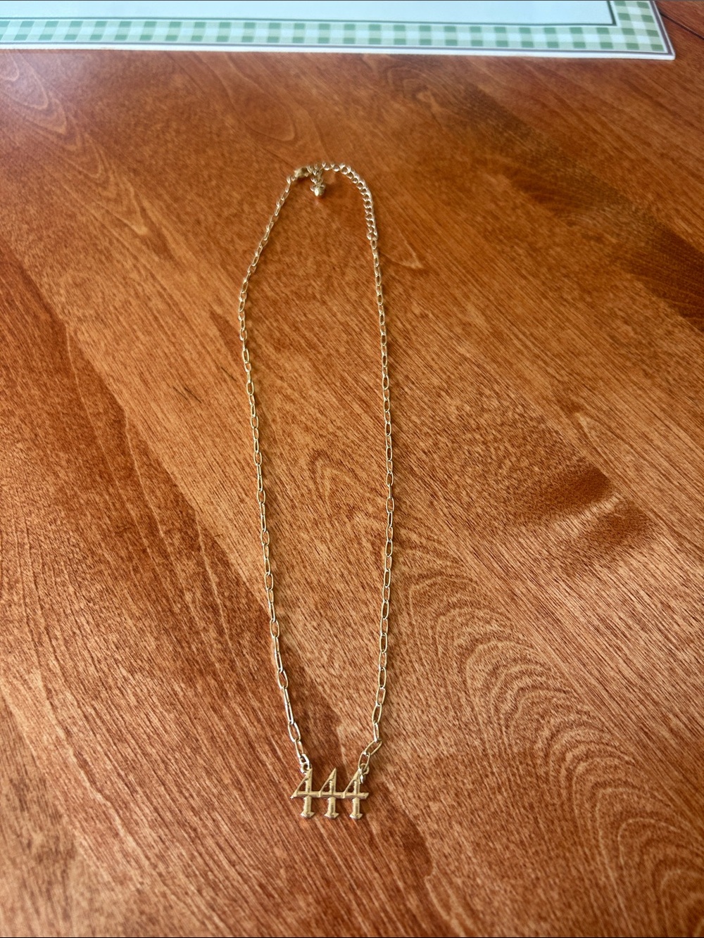 444 Angel Numbers Gold Colored Clasped Necklace